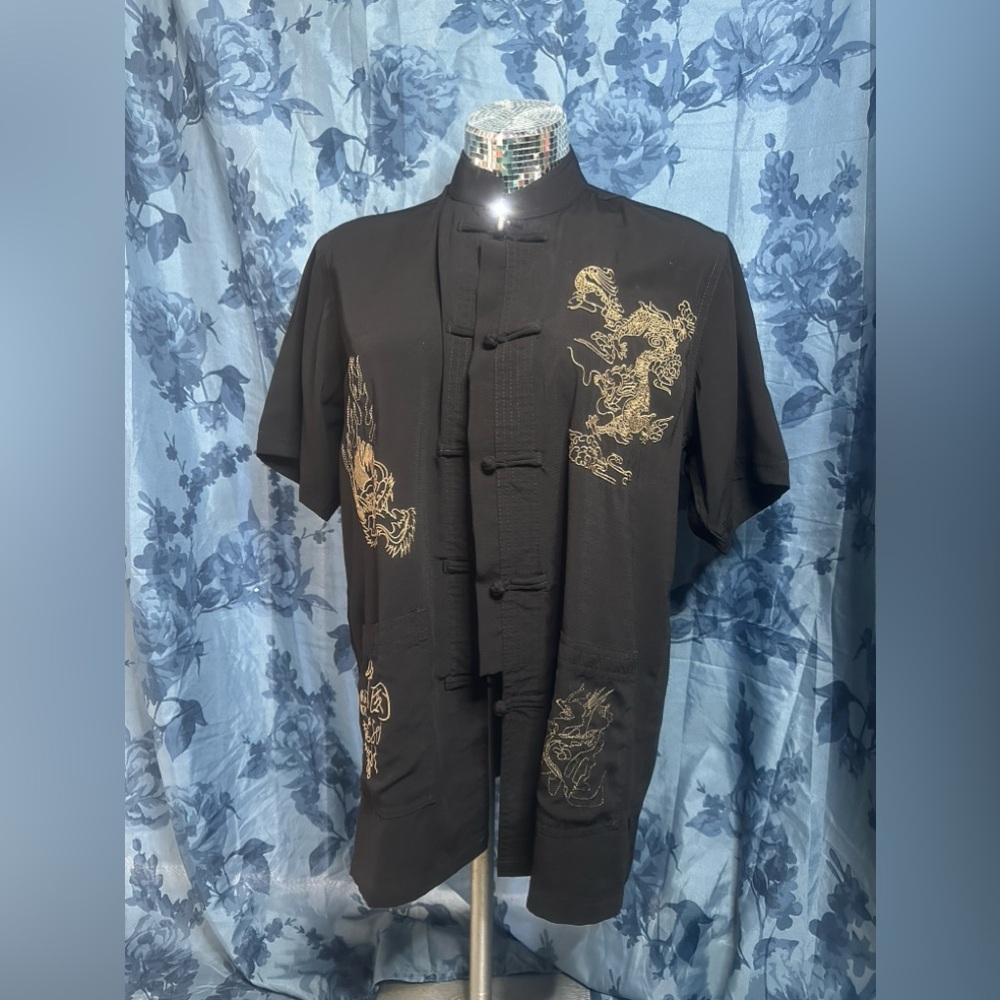 Chinese style king fu dragon embroidered top